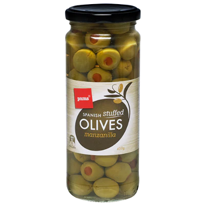 Pams Stuffed Green Olives 450g