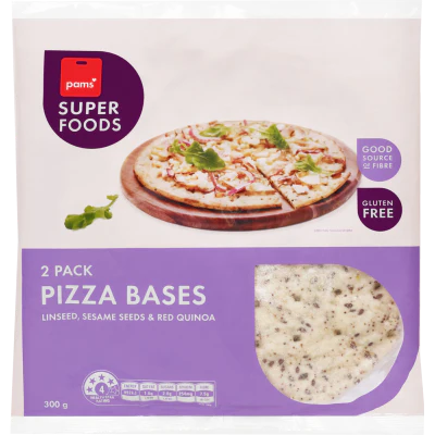 Pams Superfoods Linseed Sesame Seeds & Red Quinoa Pizza Bases 300g