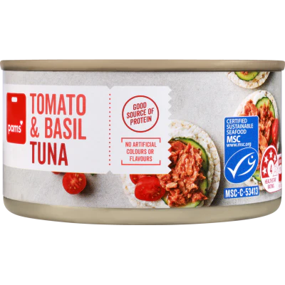Pams Tomato And Basil Tuna 185g
