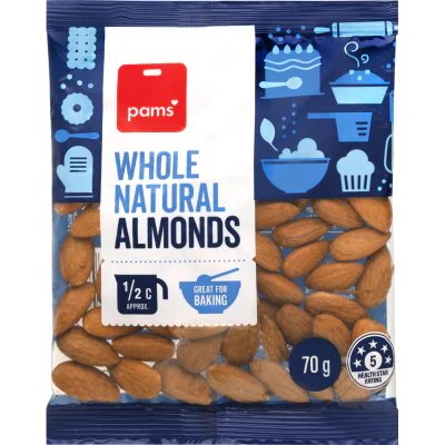Pams Whole Natural Almonds 70g