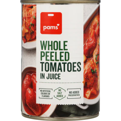 Pams Whole Peeled Tomatoes In Juice 400g