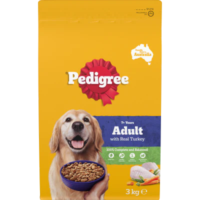 Pedigree Senior 7+ with Real Turkey Dry Dog Food 3kg