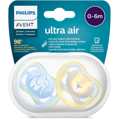 Philips Avent Avent Ultra Air Blue 0-6 Months Soother 2pk