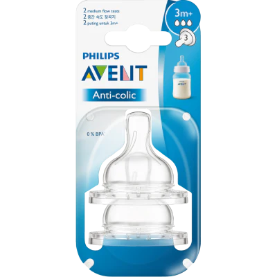 Philips Avent Silicone Teats Medium Flow 3+ Months 2pk