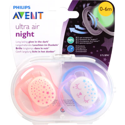 Philips Avent Soother Ultra Air Night 0-6m 2pk
