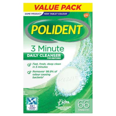 Polident 3 Min Fresh Active Cleanser 60pk