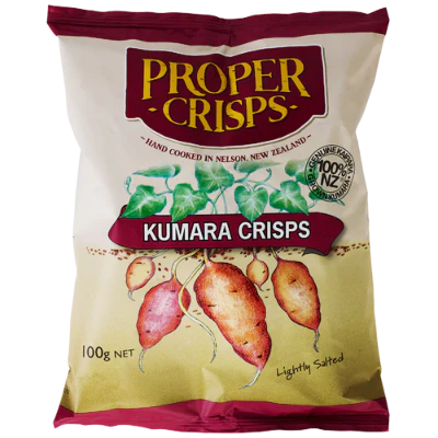 Proper Lightly Salted Hand Cooked Kumara Crisps 100g