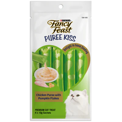Purina Fancy Feast Chicken Puree with Pumpkin Flakes Premium Cat Treat 40g