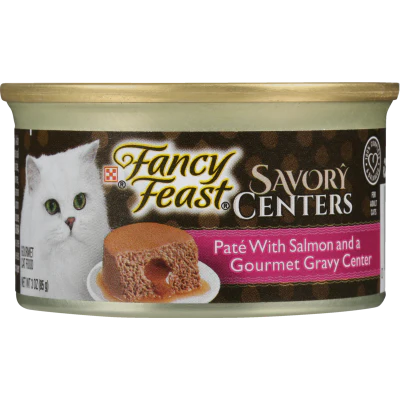 Purina Fancy Feast Savoury Centres Pate Salmon And A Gourmet Gravy Centre Cat Food 85g
