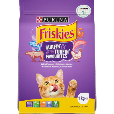 Purina Friskies Surfin' & Turfin' Adult Dry Cat Food 1kg