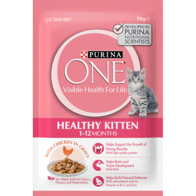 Purina ONE Chicken In Gravy Healthy Kitten 1-12 Months Cat Food 70g