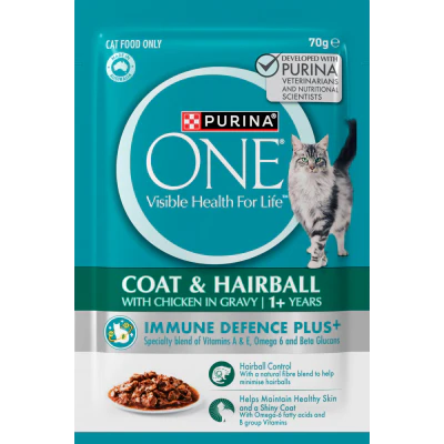 Purina ONE Coat & Hairball With Chicken With Chicken Wet Cat Food 70g