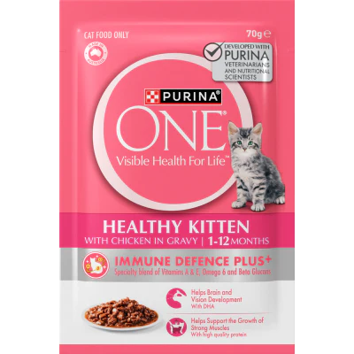 Purina ONE Healthy Kitten With Chicken In Gravy Wet Cat Food 70g