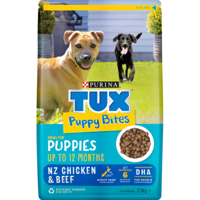 Purina TUX Puppy Bites Puppies NZ Chicken & Beef Dog Food 2.5kg