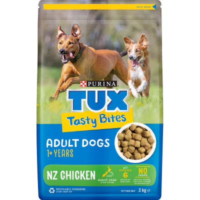 Purina TUX Tasty Bites Adult Dogs NZ Chicken Dog Food 3kg