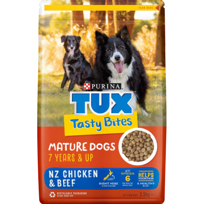 Purina TUX Tasty Bites Mature Dogs NZ Chicken & Beef Dog Food 2.5kg