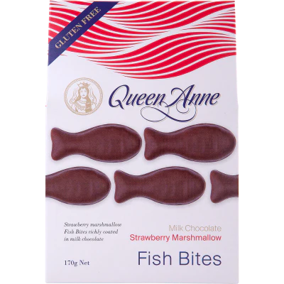 Queen Anne Strawberry Marshmallow Milk Chocolate Fish Bites 170g