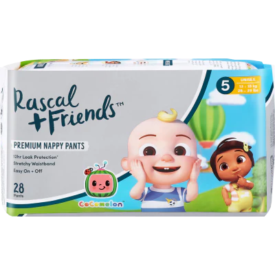 Rascal and Friends Premium Nappy Pants Unisex 13-18kg Walker 28pk