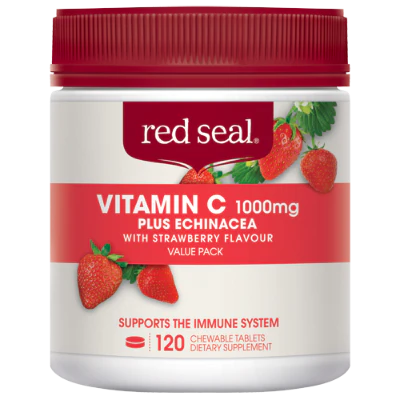 Red Seal Vitamic C 1000mg Plus Echinacea Strawberry Tablets 120pk