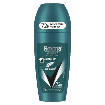 Rexona Advanced Protection Invisible Dry All Blacks 72Hr Antiperspirant Deodorant Roll On 50ml