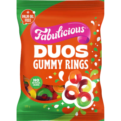 RJ's Fabulicious Duos Gummy Rings 180g