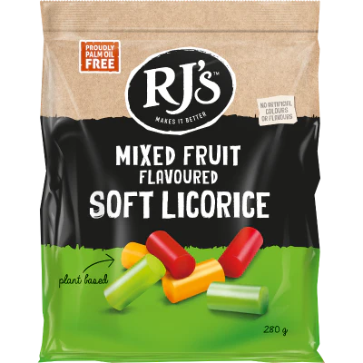 RJ's Mixed Fruit Flavoured Soft Licorice 280g