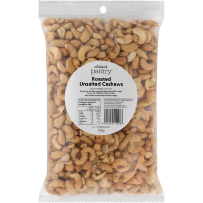 Roasted Unsalted Cashews 750g