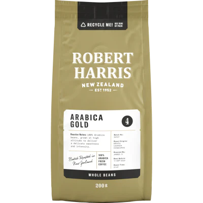 Robert Harris Arabica Gold Strong Whole Beans 100% Arabica Fresh Coffee 200g
