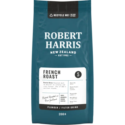 Robert Harris French Roast Plunger Filter Grind 100% Arabica Fresh Coffee 200g