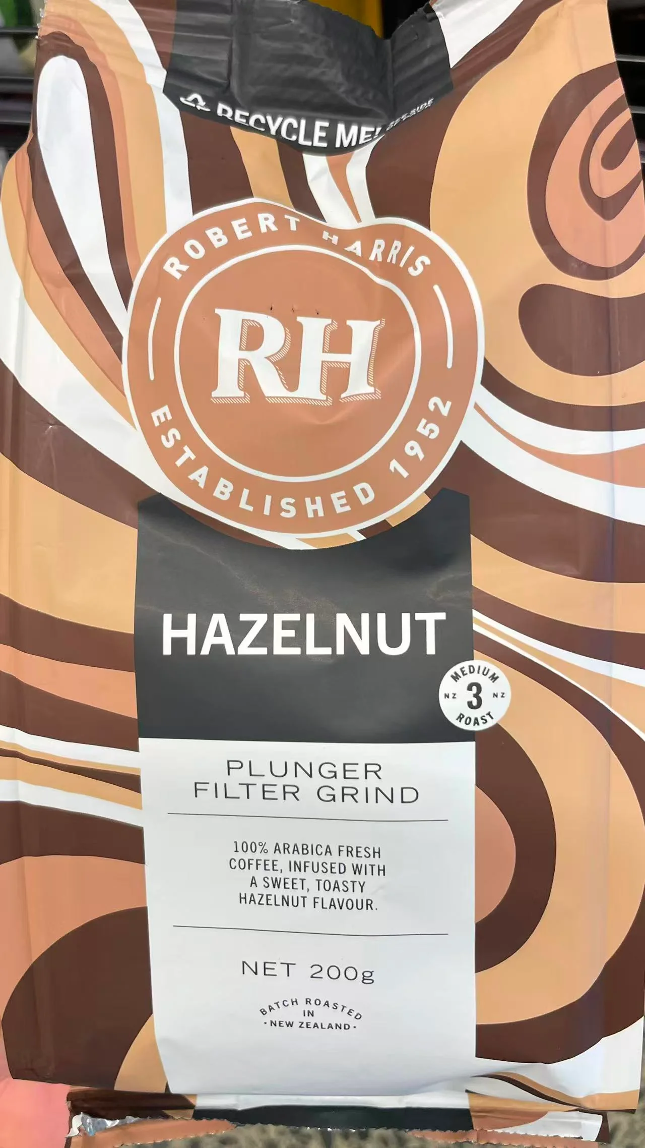 Robert Harris Hazelnut Strength 3 Medium Infused Fresh Coffee 200g
