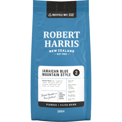Robert Harris Jamican Blue Mountain Style Plunger Filter Grind 100% Arabica Fresh Coffee 200g