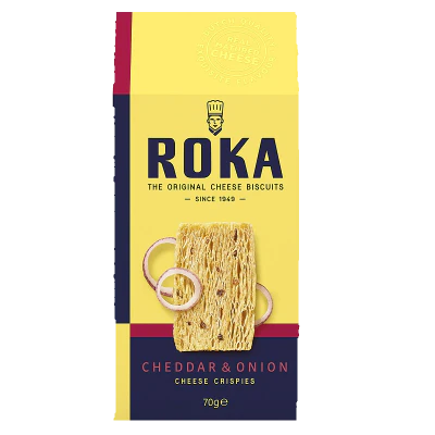 Roka Cheddar & Onion Cheese Crispies 70g