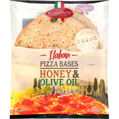 Romano's Honey & Olive Oil Italian Pizza Bases 640g