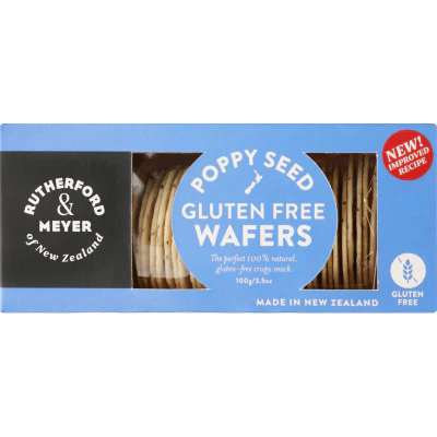 Rutherford & Meyer Gluten Free Poppy Seed Rice Wafers 100g