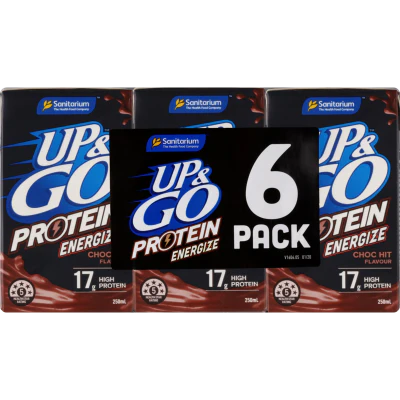 Sanitarium Up & Go Protein Energize Choc Hit Flavour Liquid Breakfast 6 x 250ml