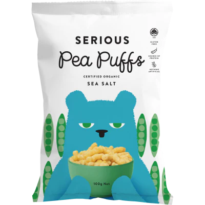 Serious Puffs Organic Sea Salt Pea Puffs 100g
