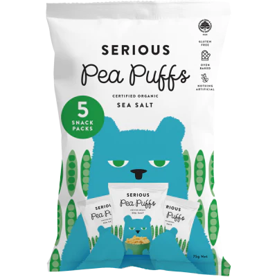 Serious Puffs Organic Sea Salt Pea Puffs 5 x 15g