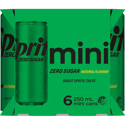 Sprite Zero Sugar Lemon-Lime Soft Drink Cans 6 x 250ml