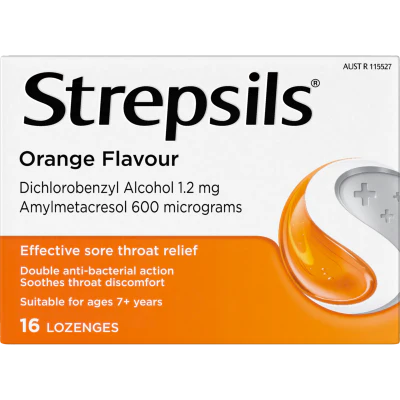 Strepsils Orange Flavour Sore Throat Relief Lozenges 16pk