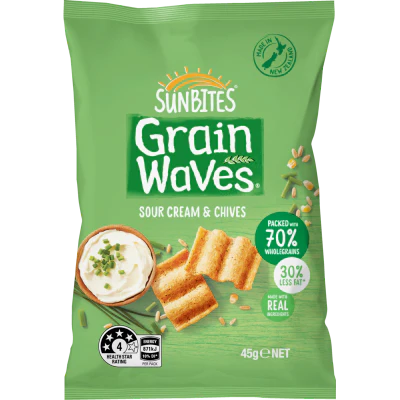 Sunbites Grain Waves Sour Cream & Chives Wholegrain Chips 45g