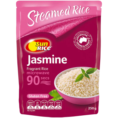 SunRice Fragrant Jasmine Microwave 90 Sec Rice 250g