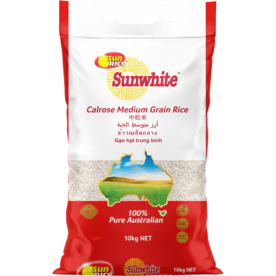 SunRice Sunwhite Calrose Medium Grain Rice 10kg