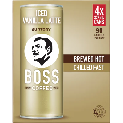 Suntory Iced Vanilla Latte Coffee Cans 4 x 237ml