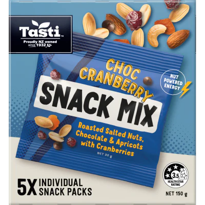 Tasti Choc Cranberry Snack Mix 5 x 30g