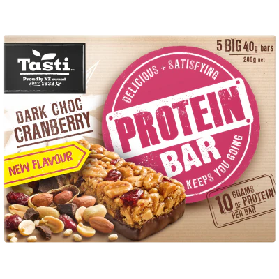 Tasti Dark Choc Cranberry Protein Bar 5 x 40g