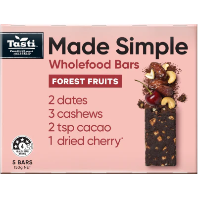 Tasti Made Simple Forest Berries Wholefood Bars 5 x 30g