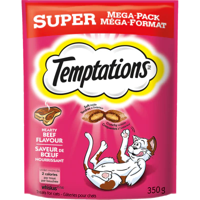 Temptations Hearty Beef Flavour Treats For Cats 350g