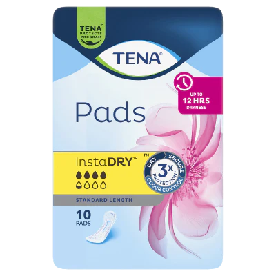 Tena InstaDry Standard Length Pads 10pk