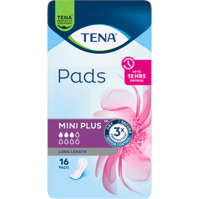 Tena Mini Plus Long Length Pads 16pk