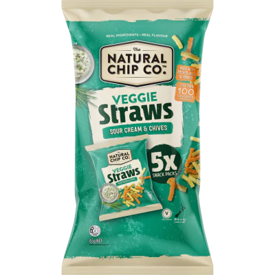 The Natural Chip Company Veggie Sour Cream Veggie Straws 5 x 13g